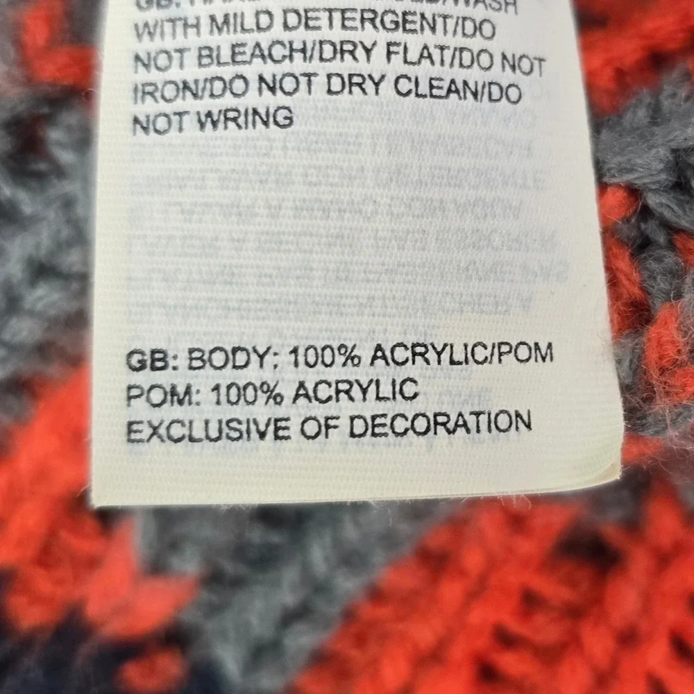 The‎ North Face Fair Isle Beanie Unisex OS Grey Orange Knit Snowflake Winter Hat